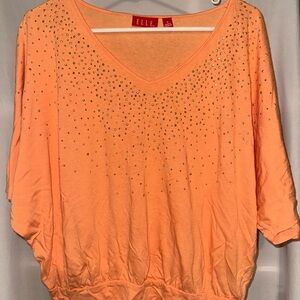 Elle Dolman sleeve Tunic Blouse w/brass&gold toned studded detail•S•Modal &Pima